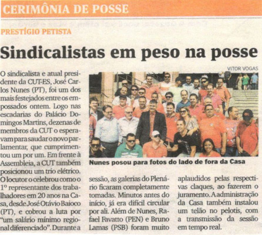 Sindicalistsas em peso na posse